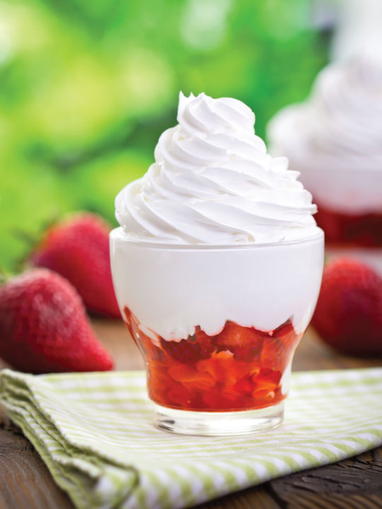 Bowl of Delicious Vanilla Frozen Yogurt with Strawberries